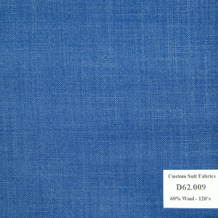  [ Hết hàng ] D62.009 Kevinlli V4 - Vải Suit 60% Wool - Xanh Dương Trơn